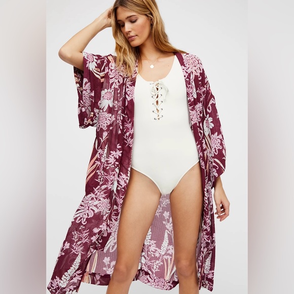 🌸 FREE PEOPLE “If You Say So” Kimono w/Pockets (YAY), Size Large EUC - Picture 5 of 7